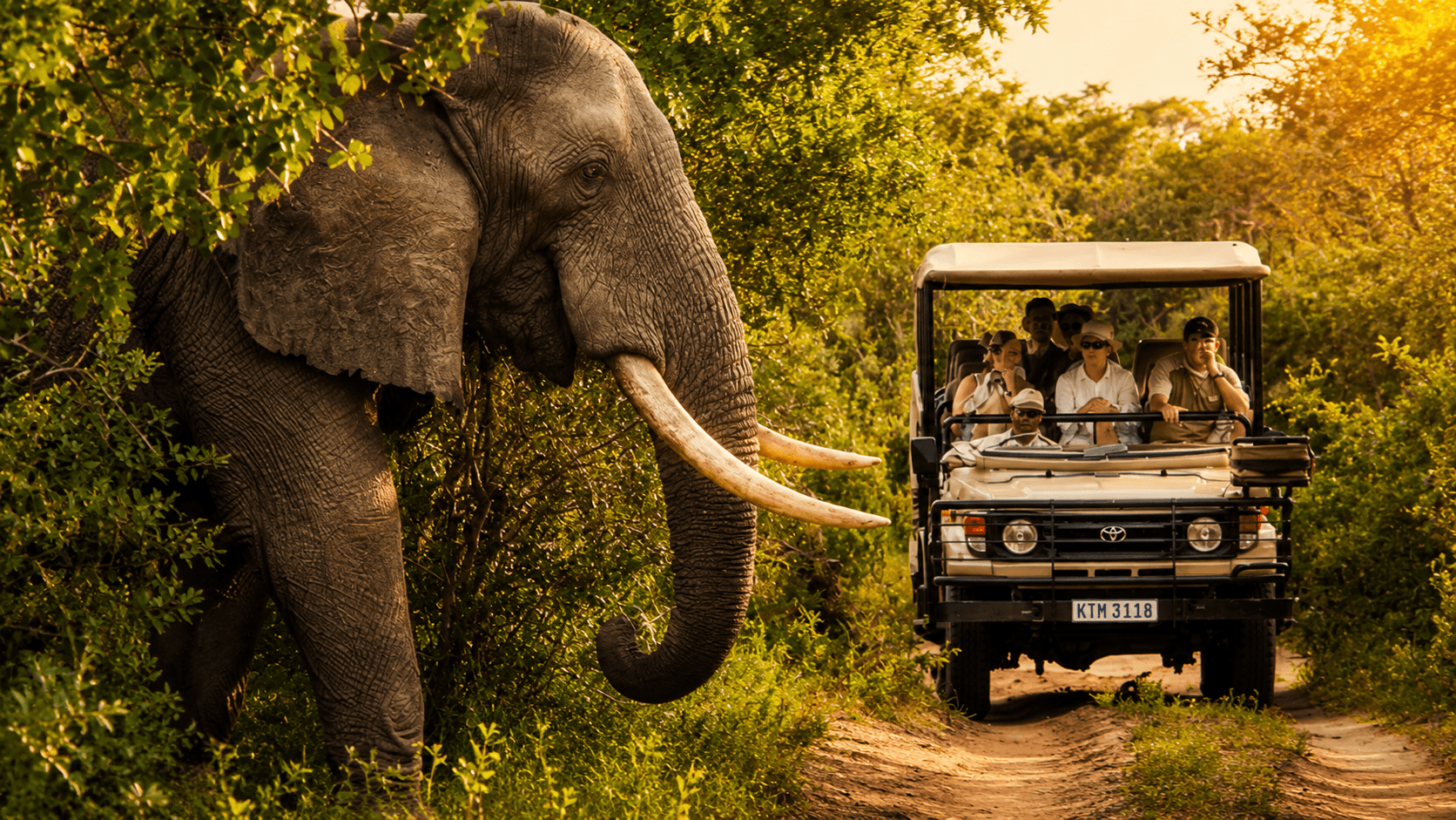 Kruger safari game drive with elephant
